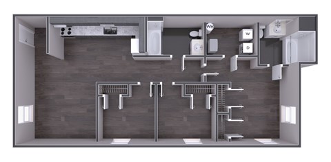 Floor plan for 3 beds, 2 baths, 1048 sqft
